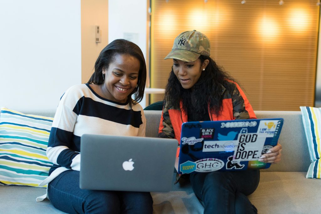 Two individuals sharing a link.