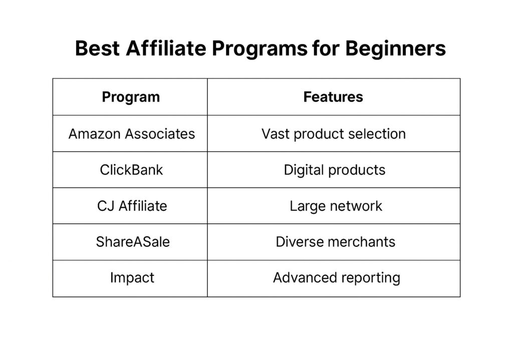 top affiliate programs for beginners without a website